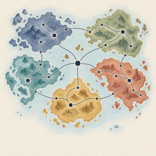 Aesthetics Atlas — a map of islands with connected nodes